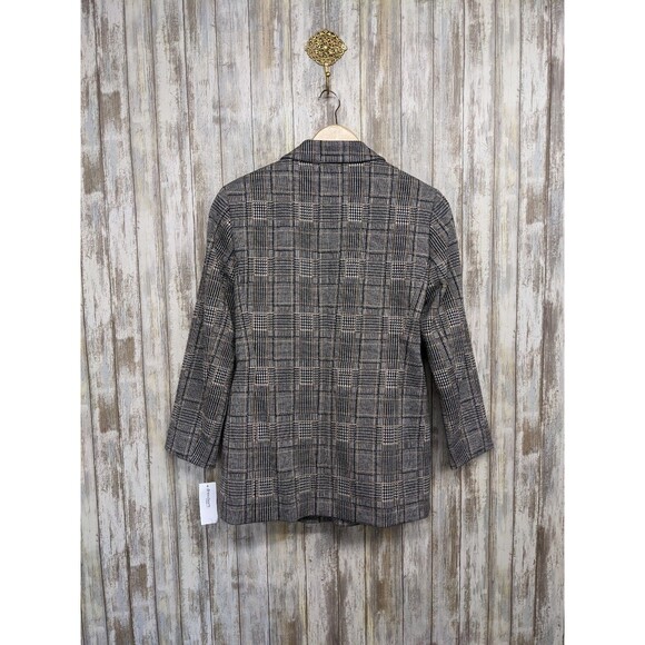 Jones Studio Womens Check Houndstooth Open Blazer XS Retro 80s 90s Boxy NWT $70 - Picture 3 of 10